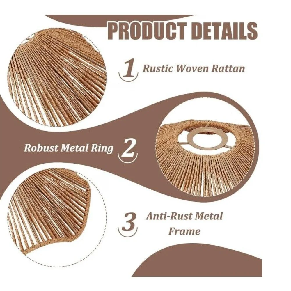 Set Of 3 Wicker Bohoo Lamp Shades